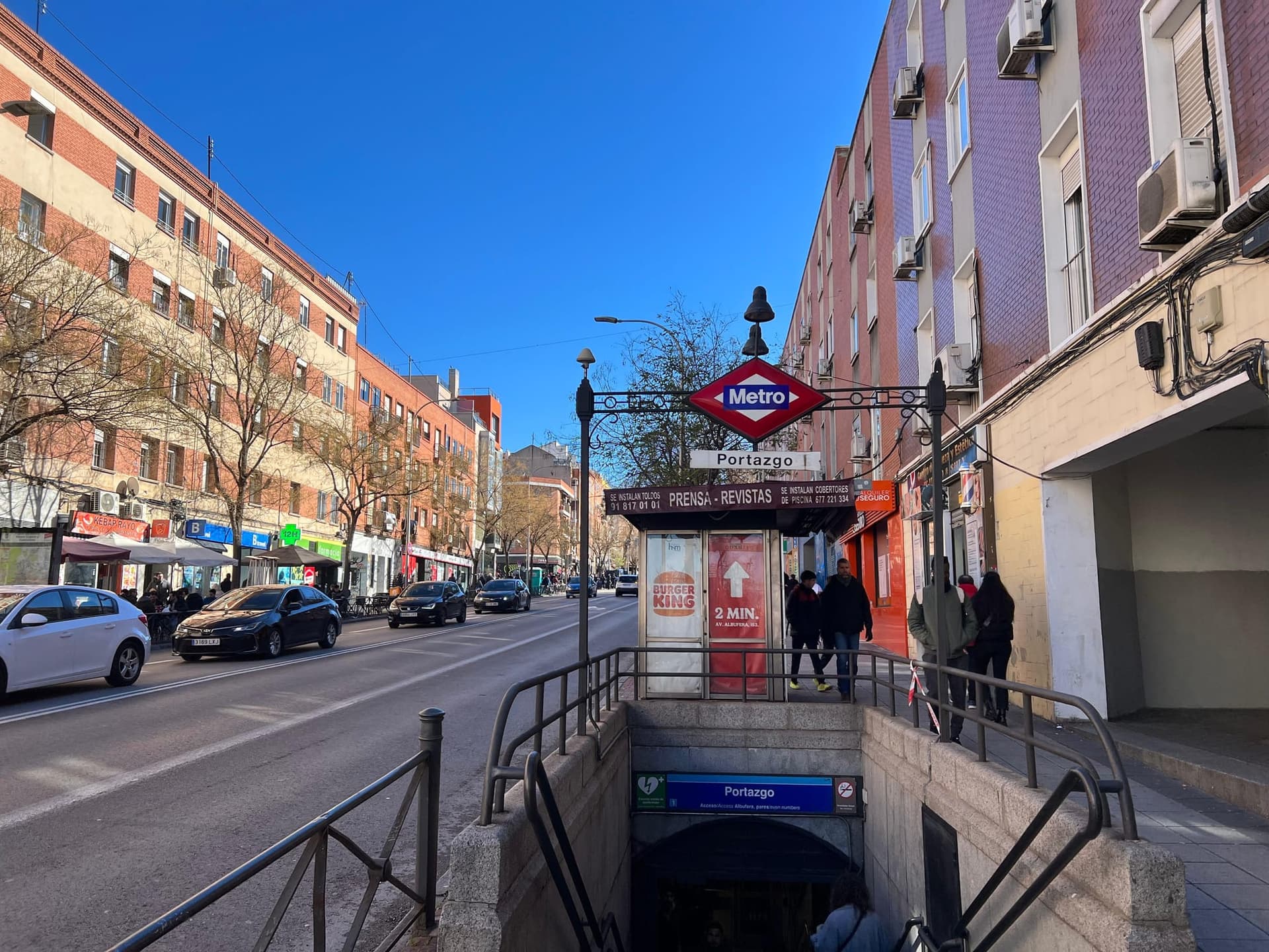 Portazgo metro station on Avenida de la Albufera, the stop for Estadio de Vallecas